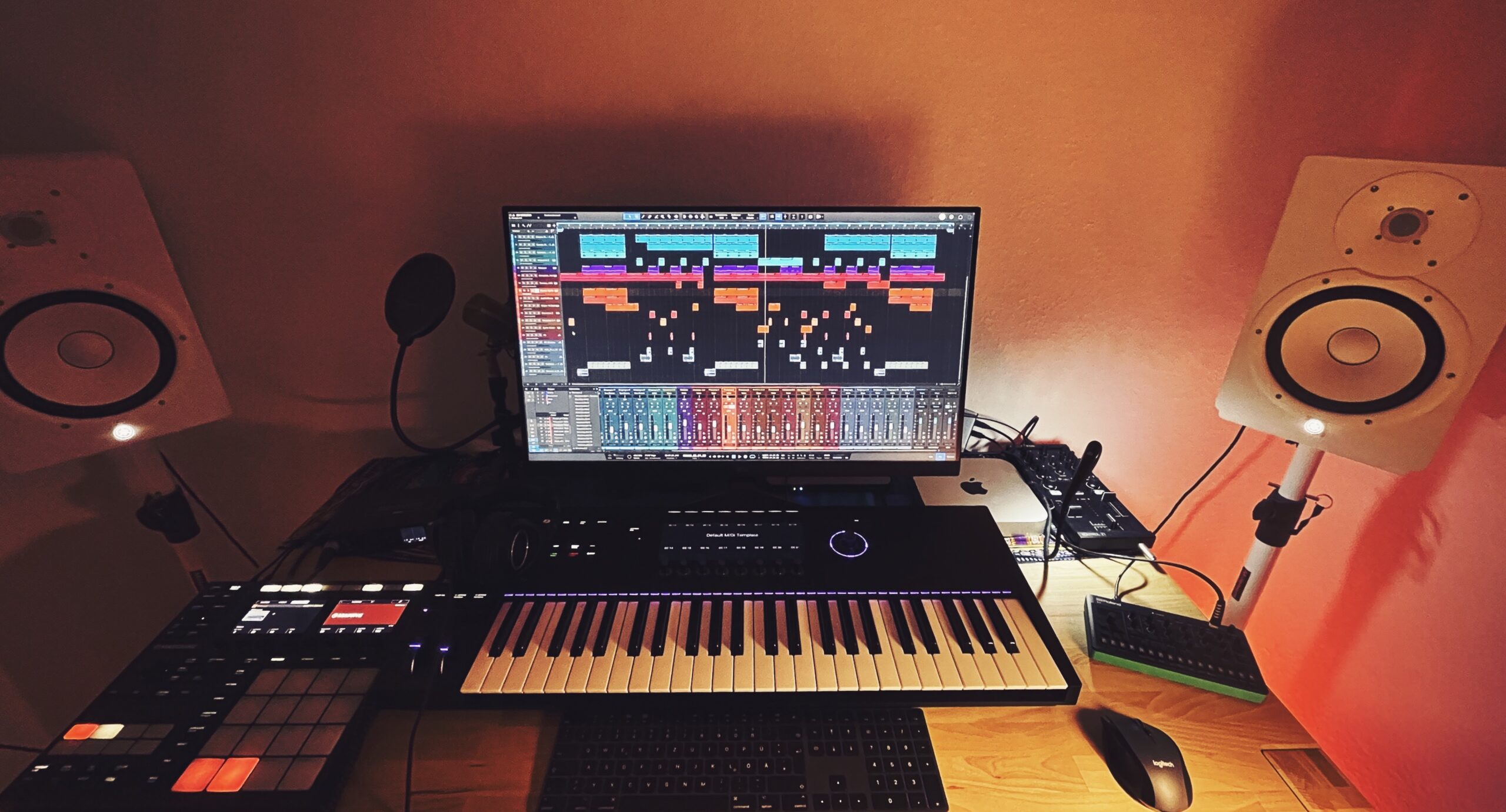 Making beats in the studio